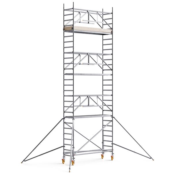 Rolsteiger 0,7 x 2,5 m, werkhoogte 8 meter vrijstaand Rolsteiger 0,7 x 2,5 m, werkhoogte 8 meter vrijstaand